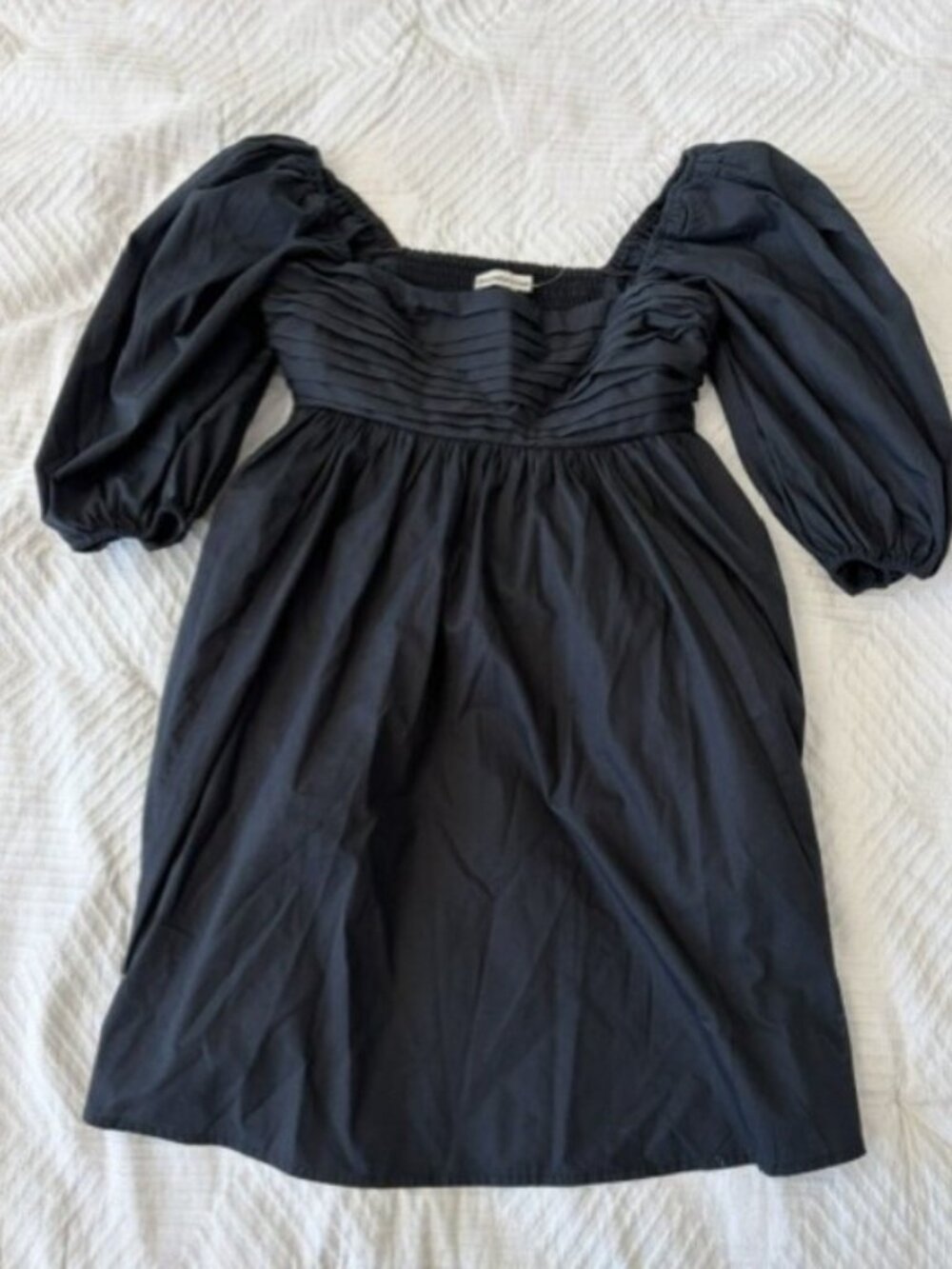 Abercrombie & Fitch Black Puff Sleeve Babydoll Mini Dress | Smocked Bodice | Siz